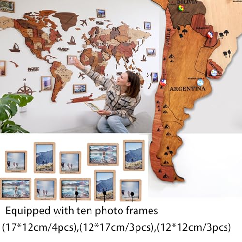 Arte de pared con mapa del mundo LED extragrande en 3D, madera acrílica, decoración moderna del hogar para sala de estar, idea de regalo única, mural de iluminación LED