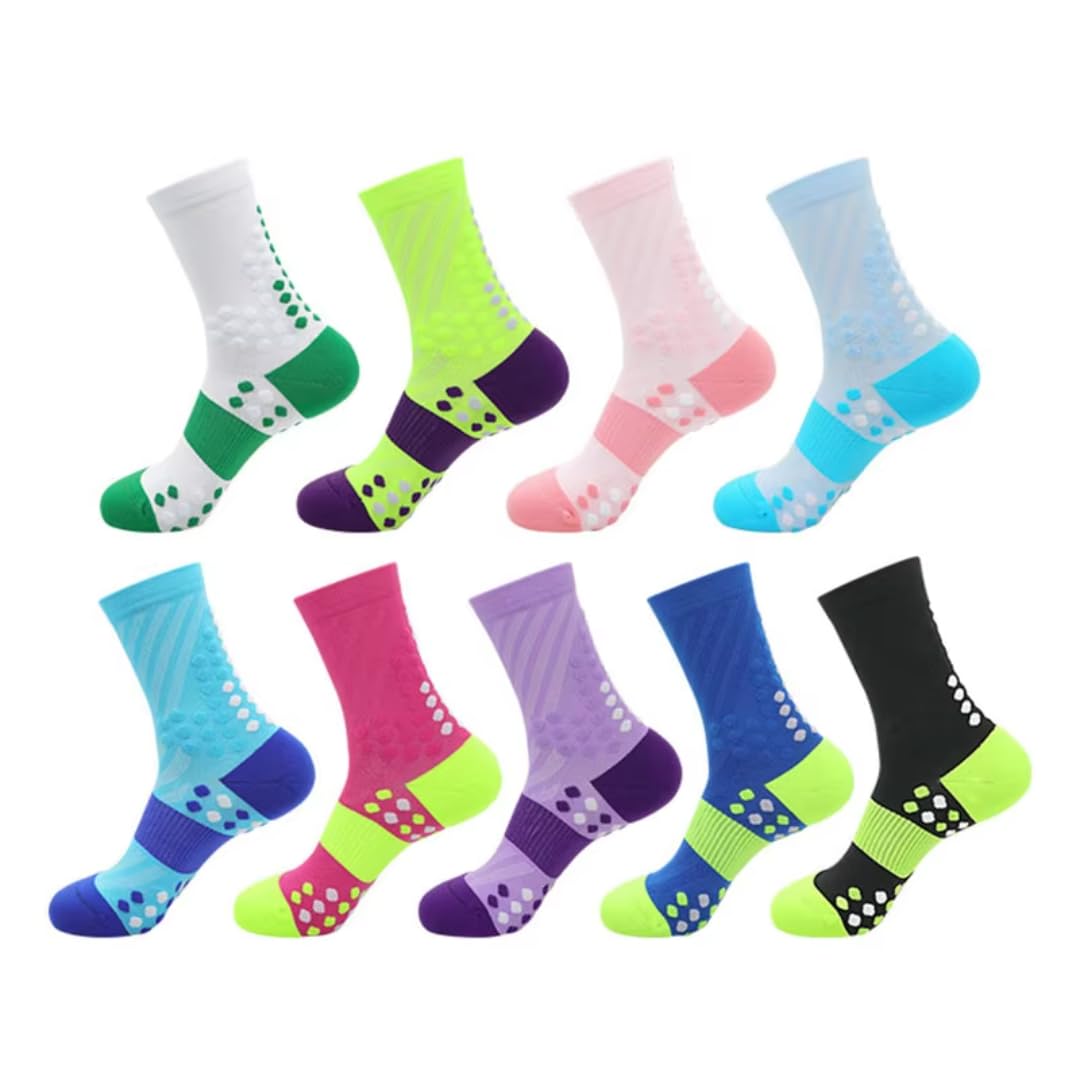 Colorblock kompresyjne skarpety sportowe do maratonu bieganie i jazda na rowerze, unisex, dla dorosłych, dla mężczyzn, kobiet, 3 pary