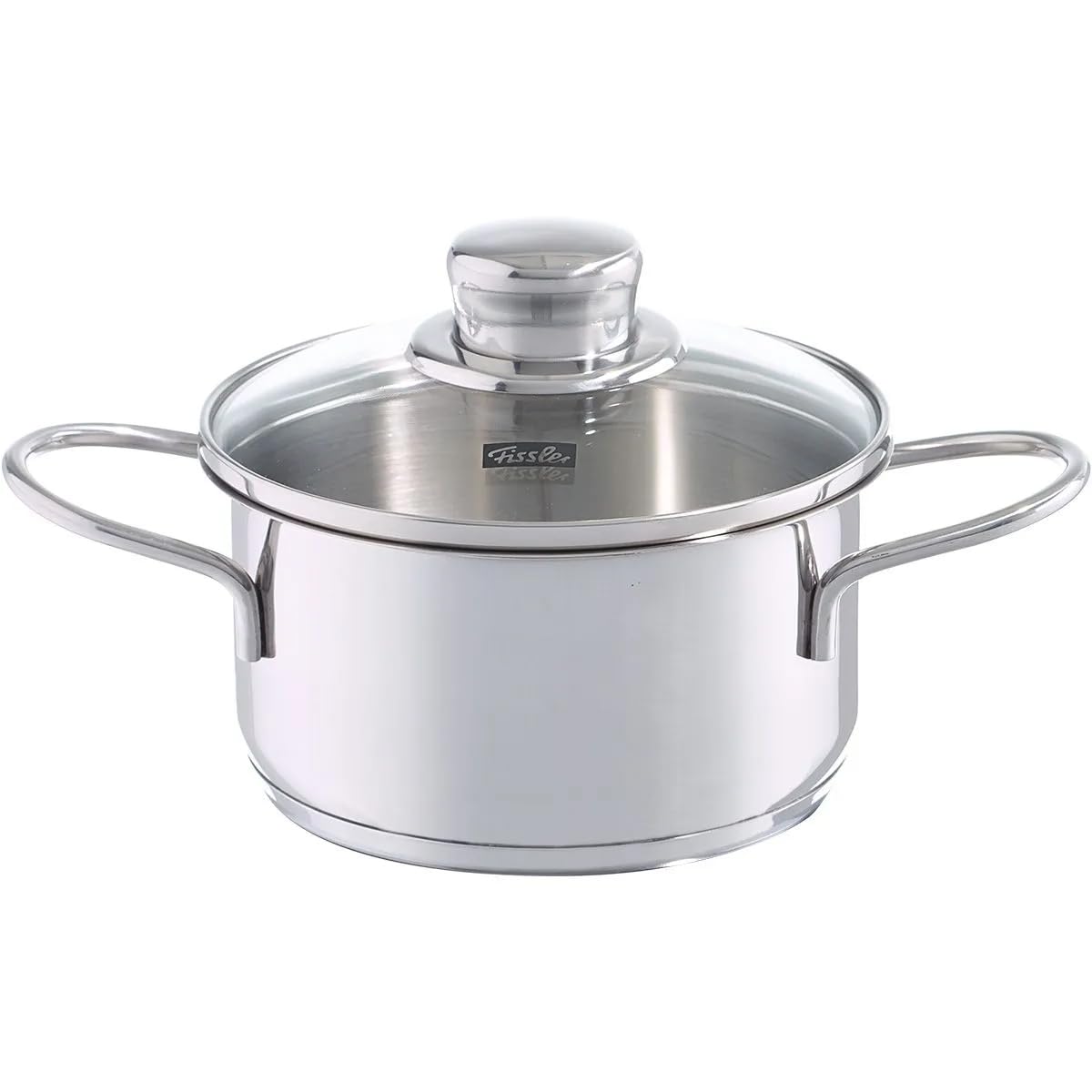 Fissler Pentolina in acciaio inox 0.5 L, 12 cm, mini pentola con coperchio in vetro, adatta per fornelli a induzione