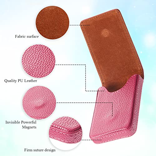 Image of Outus 2 Pcs Business Card Holder, PU Leather Business Card Case Pocket Wallet with Magnetic Shut for Men Women(Pink and Green,Classic)