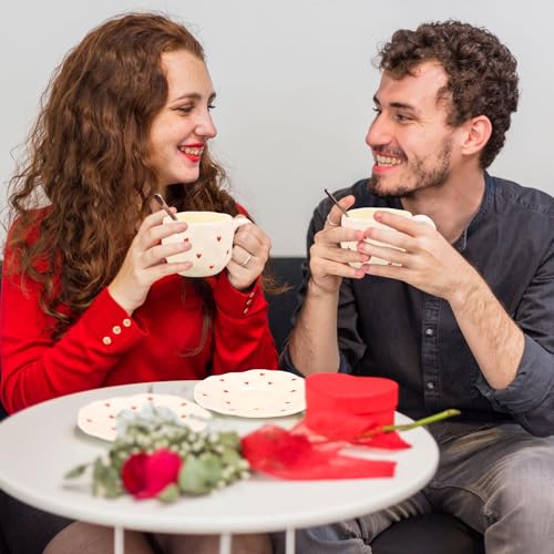 Taza con Asa y Plato Corazón 10.8 Oz Cerámica miniatura 6