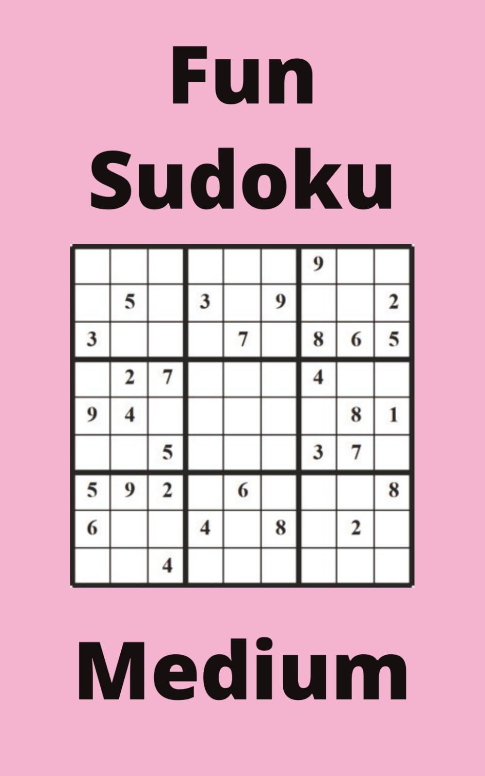 Pink Fun Sudoku Book, 9x9 Puzzles, 300 Pages, 5x8, Medium