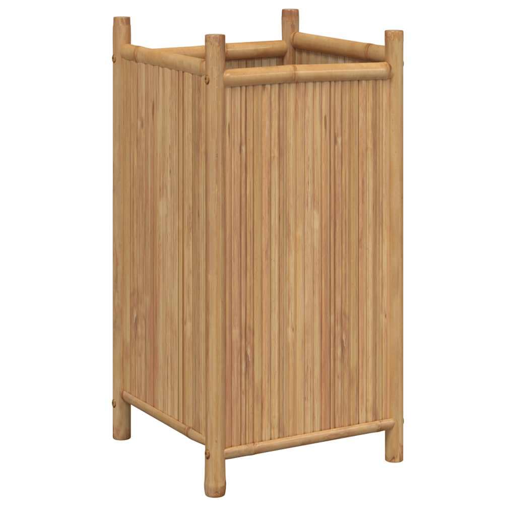 Macetero de bambú, 40 x 40 x 80 cm, para jardín, balcón, terraza, con diseño elevado para proteger contra malas hierbas, jardinera duradera de material natural para plantas