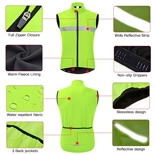 Jaqueta de ciclismo, Andoer Colete de ciclismo masculino com forro de lã e refletor à prova de vento