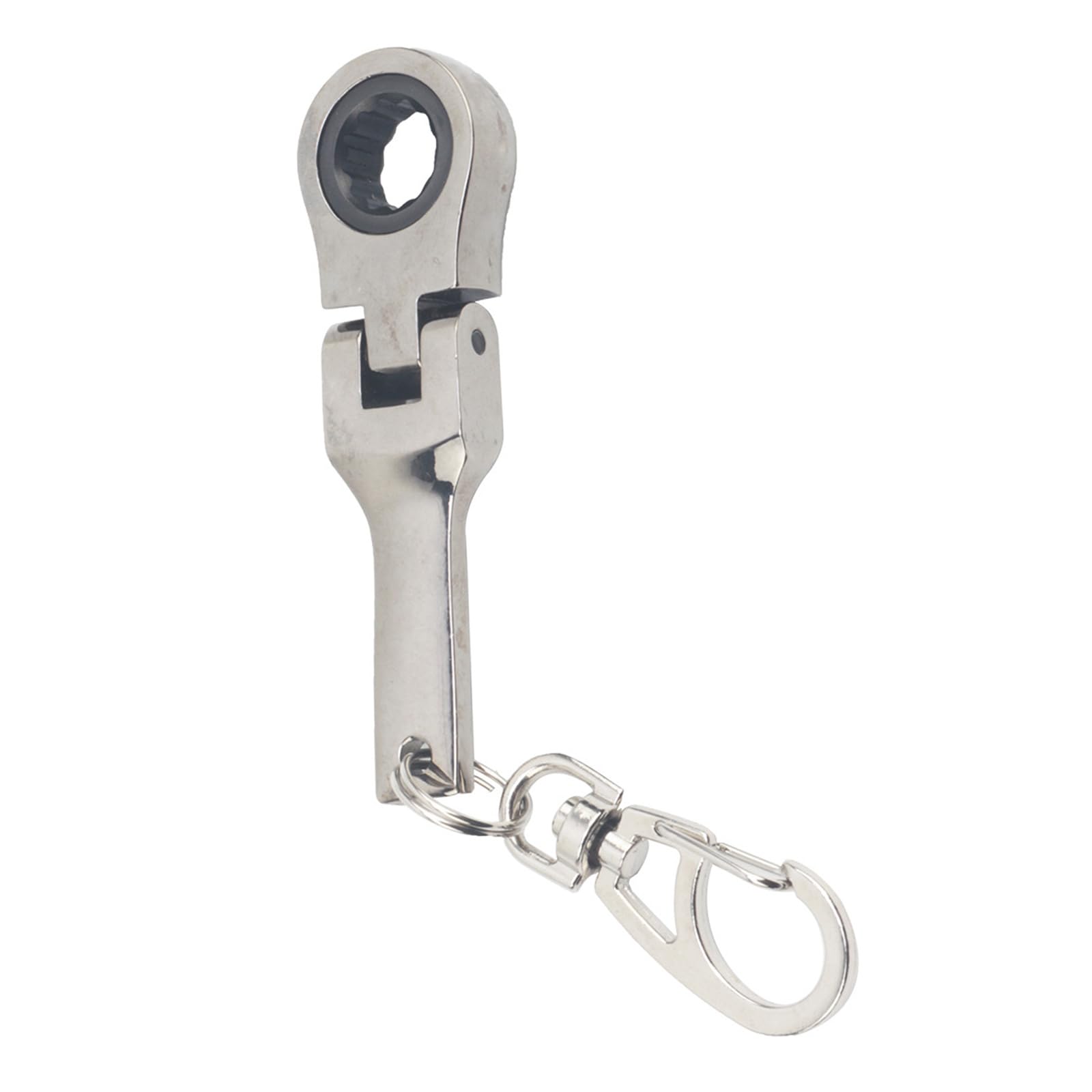 Apglsxy Bright Gray Lightweight Ratcheting Wrench Keychain 180° Flexible Head For Auto Fastening Accessories Flexible