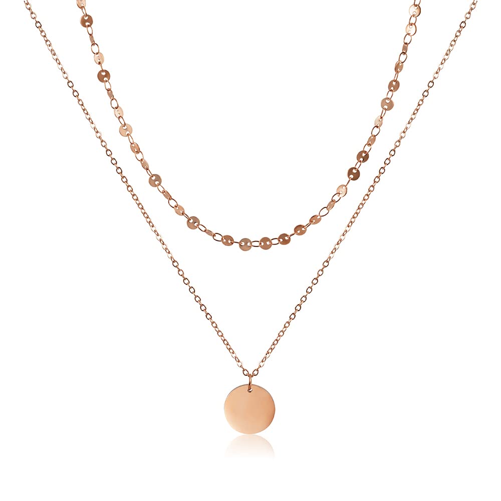 GD GOOD.designs Mehrreihige Kette für Damen mit Plättchen - wasserfeste Coin Halskette zweireihig I Layered Plättchenkette aus Edelstahl