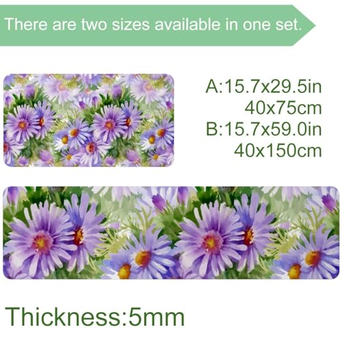 Tapete de cocina para pasillo y cuarto de lavado con flores florecientes 4