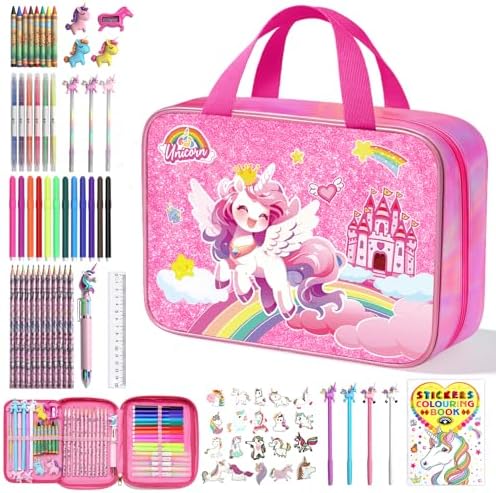 73PCS Unicorn Washable Markers Set with Glitter Pencil Case, Art ...