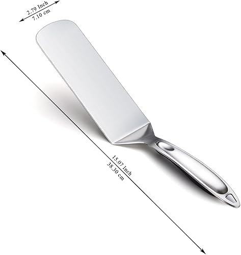 Miniatura 2 de Evanda Espátula de metal para parrilla, de acero inoxidable, mango resistente al calor y no se derrite, ideal para barbacoas al aire libre,
