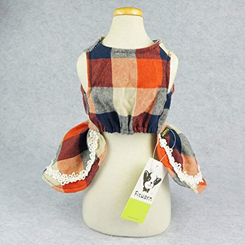 Fitwarm Christmas Elegant Lace Plaid Dog Dress For Pet Clothes Shirts Apparel, Large #TOP5