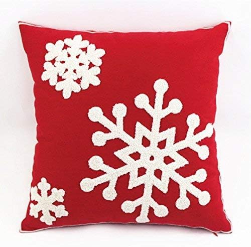 Miniatura 5 de WOMHOPE 18" Funda de algodón bordada roja y beige, fundas de Navidad, fundas de almohada rectangulares, funda de cojín, almohada para sillón, cama,