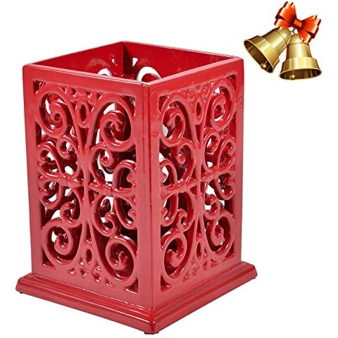 JOGREFUL Kitchen Utensil Holder Cooking Utensil Organizer Vintage Decorative Cast Iron Utensil Holder for Countertop Cooking Tools- Red Utensil Crock Cover