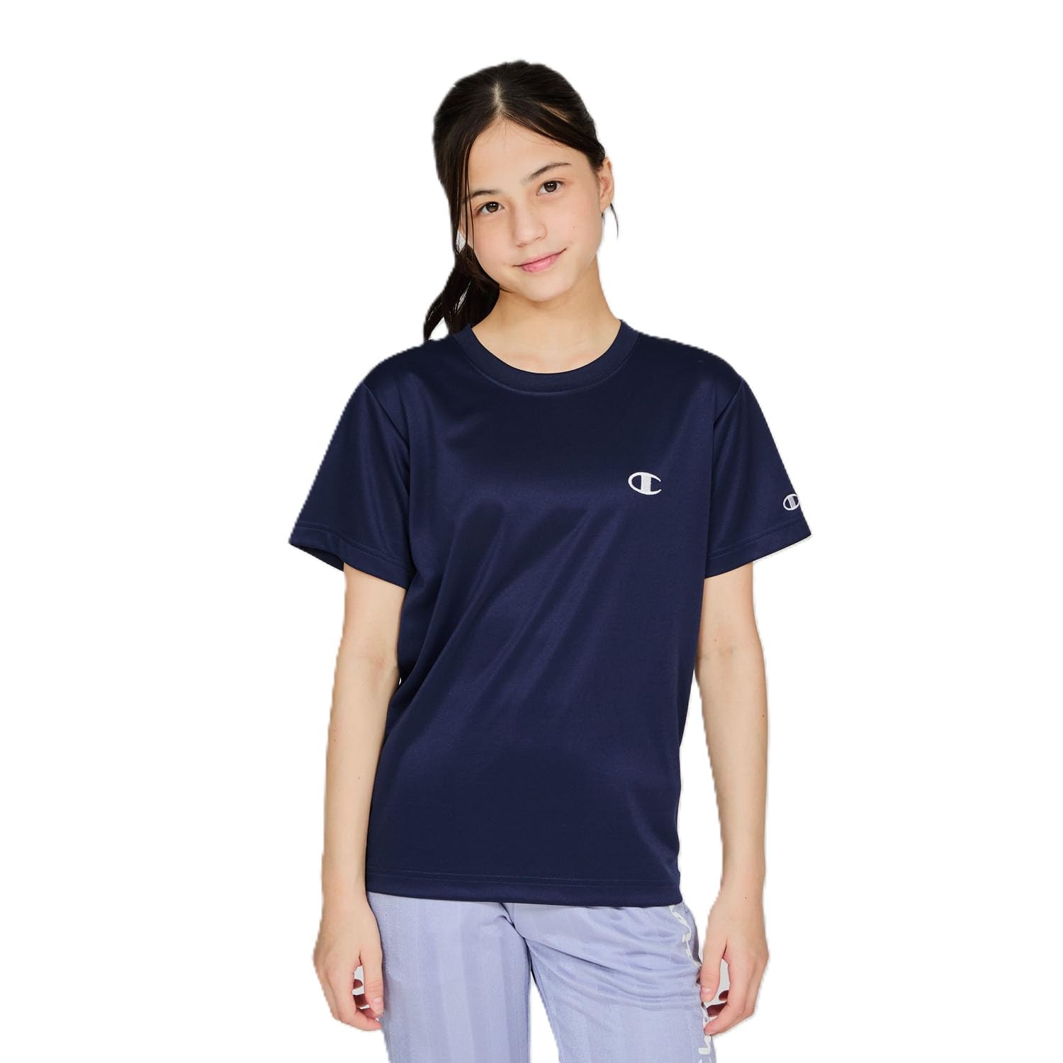 半袖Tシャツ キッズ 丸首 速乾 UVカット ワンポイントロゴ刺繍 ショートスリーブTシャツ ベーシックスポーツ