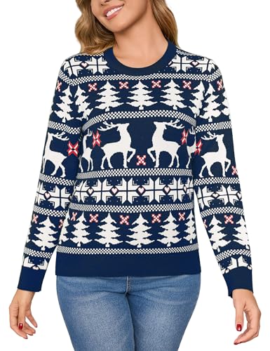 Bresdk Weihnachtspulli Damen Weiches Mit Rundhalsausschnitt Lustig...