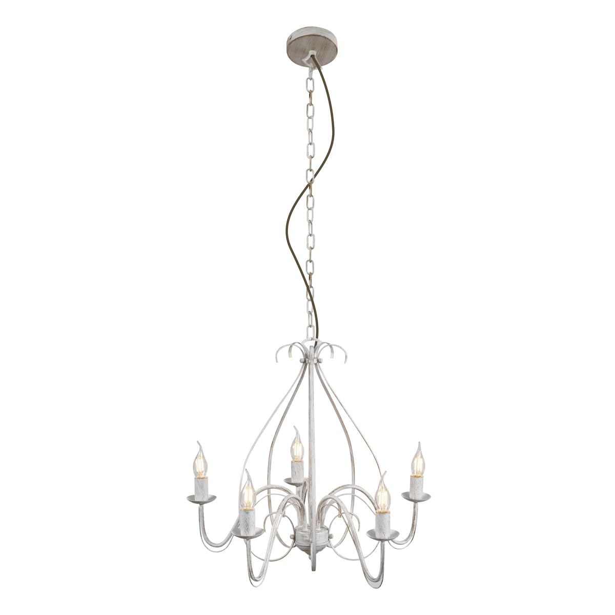 Qazqa giuseppe - Lustre italien - 5 lumière - Ø 600 mm - Crème - Classique/Antique, Rustique - éclairage intérieur - Salon