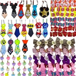 Kit 50 Gravatas e 100 Laços para Pet Shop, Atacado