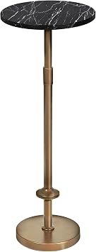 Martini Table Height Adjustable, Drink Tables for Small Spaces, Round Side Table, Tiny Side Tables for Living Room, Bedroom, Cocktail Black