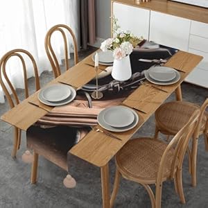 Table Runner 14×60 Inches Coffee Tablecloth Baseball Equipment Table Runners with Tassels Linen Runner for Home Decor Decoration Table Cloth for Kitchen Party