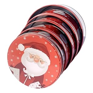 Set of 5 Christmas Cookie Tins Round Nesting Boxes with Lids for Gift Giving, 5 Sizes Holiday Containers Cake Candy Jars Circular Metal Boxes, Presents for Xmas Festive–Red Santa Set of 5 Christmas Cookie Tins Round Nesting Boxes with Lids for Gift Giving 5 Sizes Holiday Containers Cake Candy Jars Circular Metal Boxes Presents for Xmas FestiveRed Santa