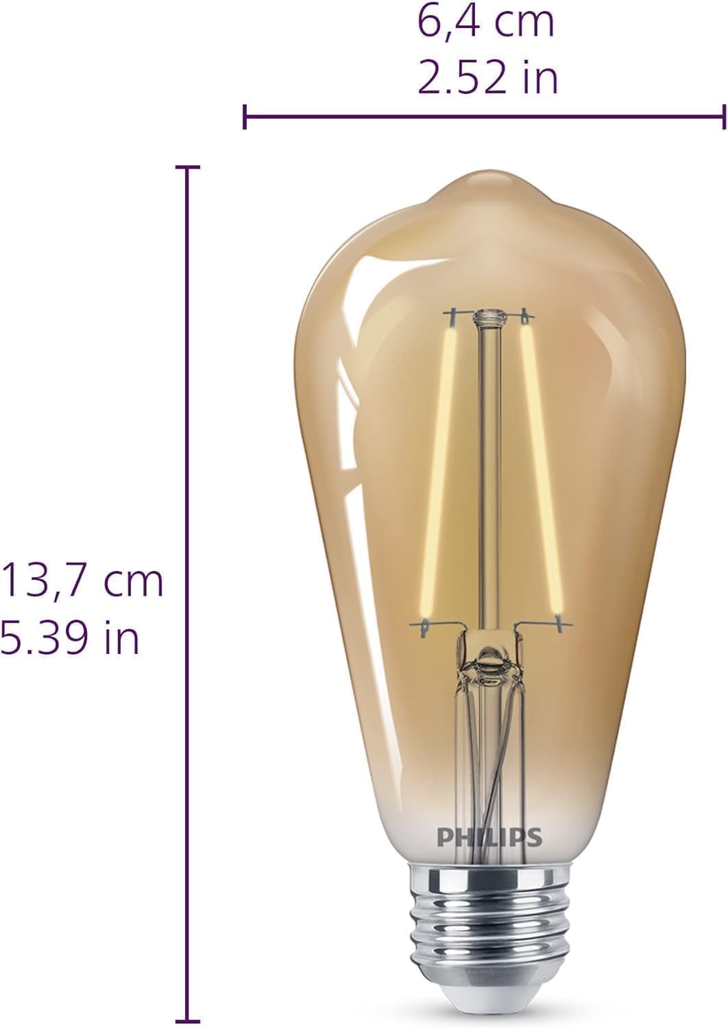 PHILIPS LED 40W ST19 4-Pack Vintage Edison Spiral Amber (2000K) 300 Lumen (4.4W = 40W) Dimmable Clear Flicker-Free Light Bulbs