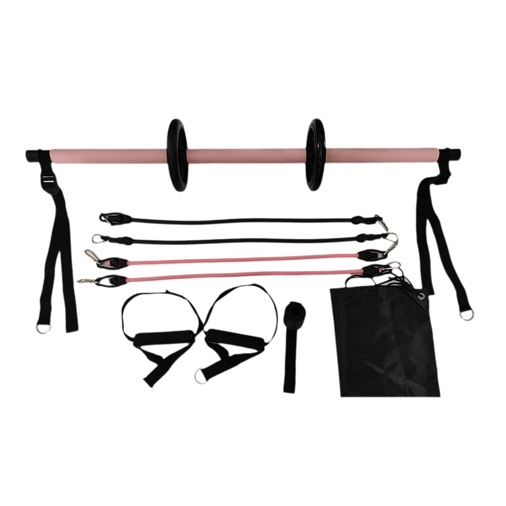 Set di aste per pilates + fasce di , attrezzature per pilates, per allenamento con addominali, per fitness portatile, per palestra a casa, rosa