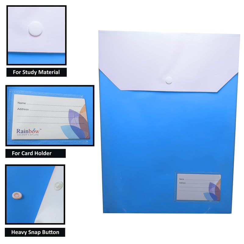 Image of Shuban Double Pocket Document Folders Letter A4 Size File Envelopes with Label Pocket & Paste Button for School Home Work Office Organization (Style-5-Double Pocket Folder-4Pcs-Multi Color)