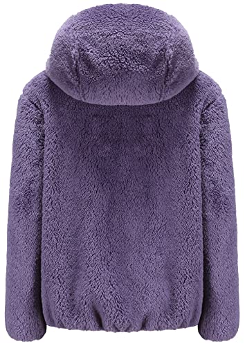 Image of Girl's Jacket Kids Full Zip Ultra Soft Sherpa Fleece Hoodie Sweatshirt