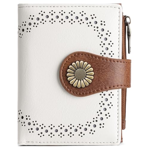 SENDEFN Small Wallets for Women Bifold RFID Blocking Leather Card Holder Compact Wallet with Zipper Coin Pocket