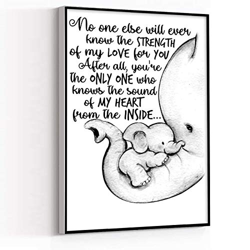 Image of WALL PRINTS ,artwork for home walls ,No One Else Will Ever Know The Strength Of My Love For You,Mother and Baby Elephant Personalized Poster,8''x12'' Framed Modern Canvas Wall Art,
