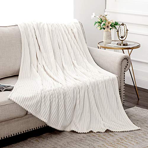 MIULEE Flannel Fleece Throw Blankets Soft Warm Comfortable Throws for Sofa Corduroy Fluffy Blanket Bed Throw for Bedroom Couch Travel Kids Bedroom Accessories 85x95Inch Beige - Image 4