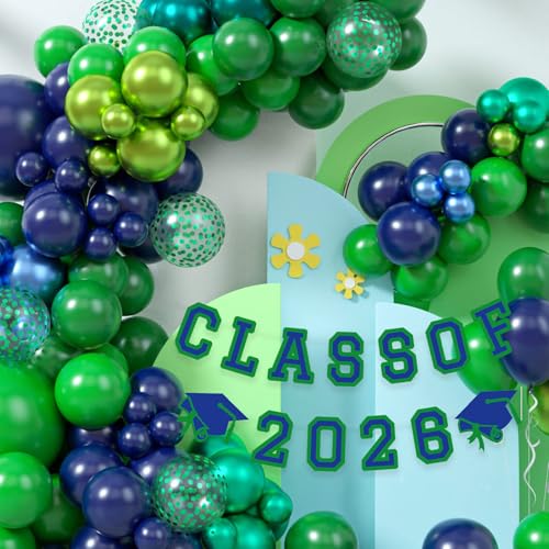 Image of Class of 2026 Graduation Banner University College Grad Garlands Decoration Party Supplies High School Colors Blue Green