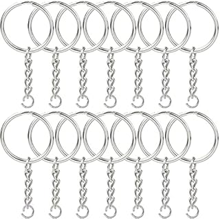 3DBUYER 100Pcs Keyring Blanks Key Chain Rings Split Metal Key Rings with Link Chain and Open Jump Rings Bulk for Crafts DIY Jewelry Keyring Making 1"/25mm