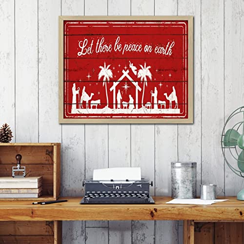 Panneau bois Merry Christmas Oh Holy Night avec cadre sur mesure haut de gamme