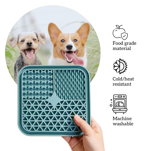 Lick Mat for Dogs and Cats(2 Pack) Easy to Clean Pet Slow Feeder with Suction Cups, Licking Pad for Anxiety Relief and Boredom Reduction Dishwasher Safe… Lick Mat for Dogs and Cats(2 Pack) Easy to Clean Pet Slow Feeder with Suction Cups, Licking Pad for Anxiety Relief and Boredom Reduction Dishwasher Safe…