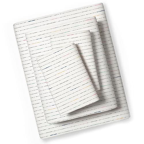 Makemake Organics Organic Twin Sheet Set Gots Certified Organic Cotton Sheets Kids Bed Fitted Sheet Flat Sheet Pillowcases Set - Ultra Soft Non Toxic Grey Gray Rainbow Colors (Twin, Pebble Pop) #TOP5