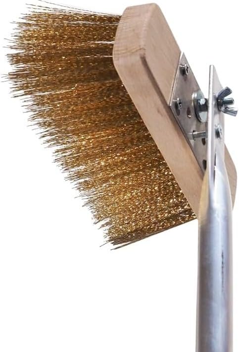 Spazzola per Forno a Legna con Setole in Ottone, Manico in Alluminio con Terminale in Legno di Faggio, 160 cm