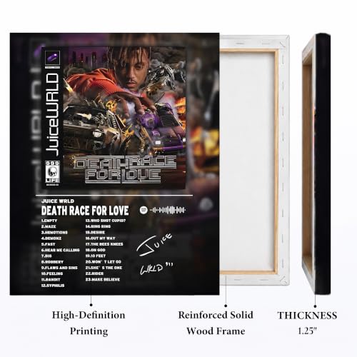 Image of Juice WRLD Canvas Wall Art, Rapper Collage Poster Print, Hip Hop Music Artwork for Bedroom Studio Gaming Room Decor, Vibrant Album Cover Picture Print Framed Music Wall Painting 20X24 inch