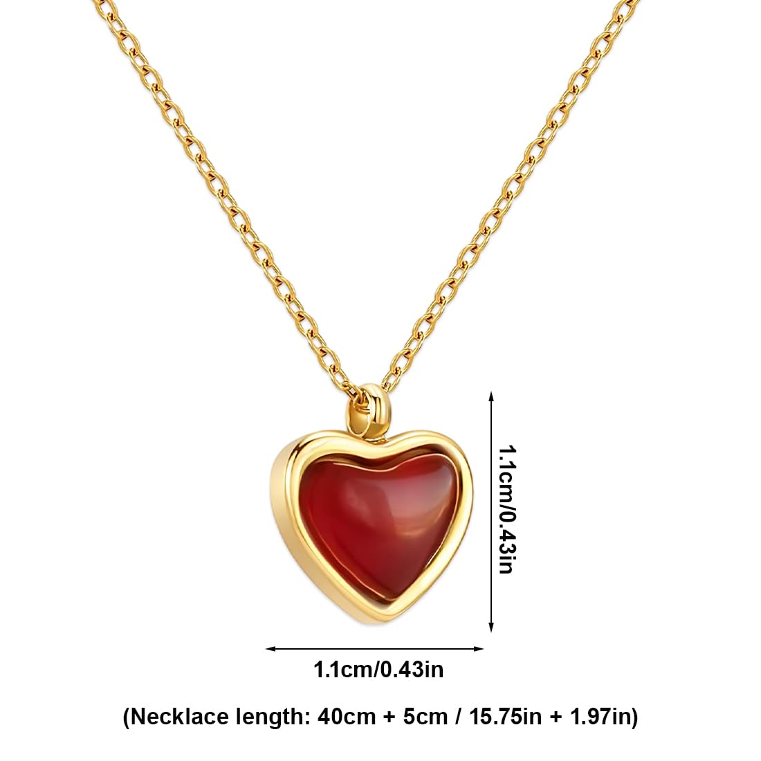 Collana Girocollo Regolabile, Ciondolo a Cuore Grande, Rosso in Vetro, Collana Rossa Elegante, Accessorio Donna, di Cristallo Moda per Donna e Ragazze Adolescenti, Gioielli (Rosso)