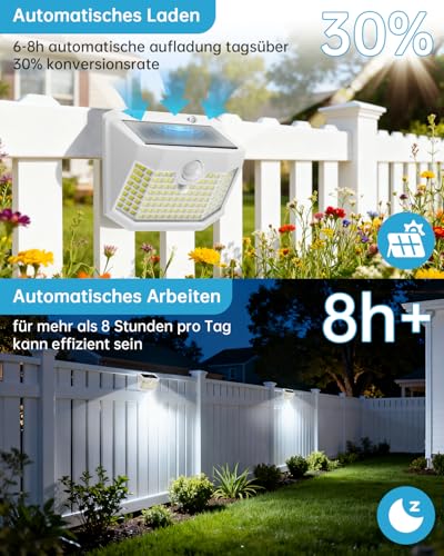 Aootek Solarlampen für Außen mit Bewegungsmelder, 3er Set, Garten, 120 LED – Ansicht 4