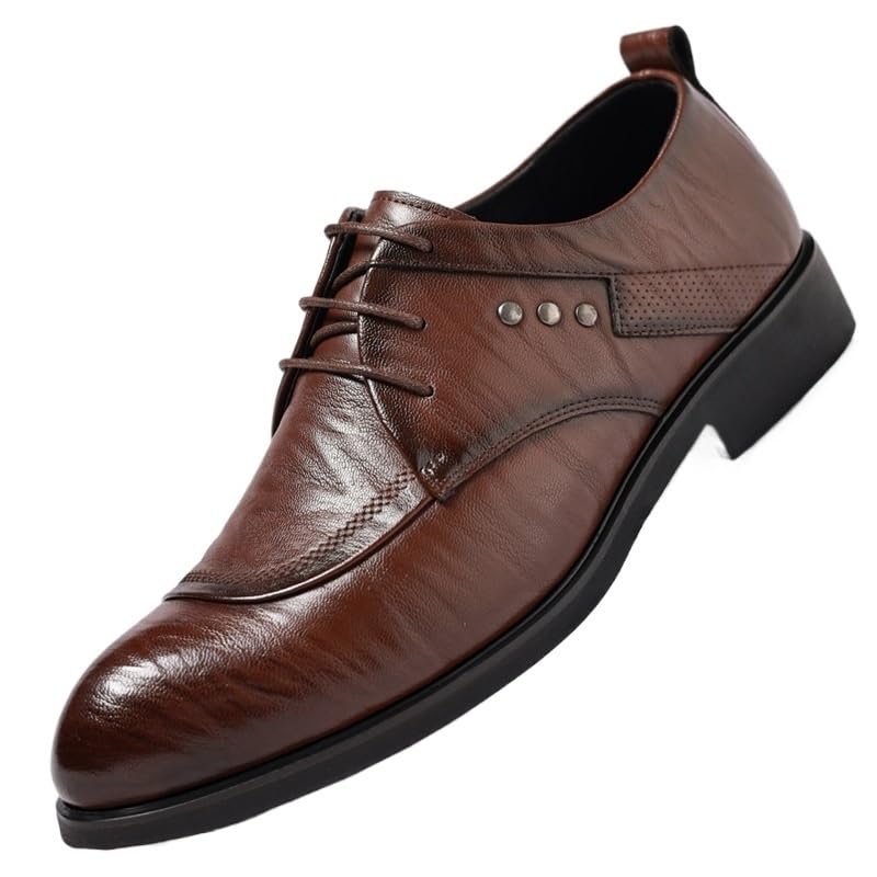 Men's Oxford Shoes Classic Casual Lace Up Round Toe Lug Sole Dress Derby Shoes Work Office Business Height-Increasing Shoes