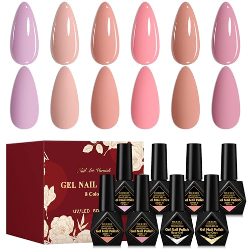 Kit de 8 Esmaltes de Gel para Uñas Colores Neutros