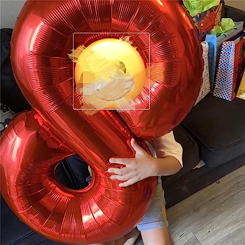 Image of 40 Inch Red 8 Balloons Number, Big Self Inflating Foil Girls 8th Birthday Balloon for Boys Women 18th Happy Birthday Party Decoration Anniversary Graduation Celebration Christmas for Men Supplies