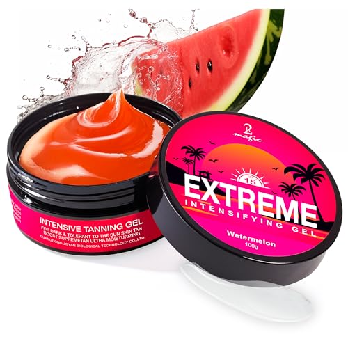 2bmagic Tanning Gel with SPF Cocoa Butter Shea Butter & Camellia Oil Tanning Accelerator | Watermelon + Aloe Vera Hydrating Bronzer | Travel Size 3.53 oz / 100g TSA-Friendly Indoor & Outdoor