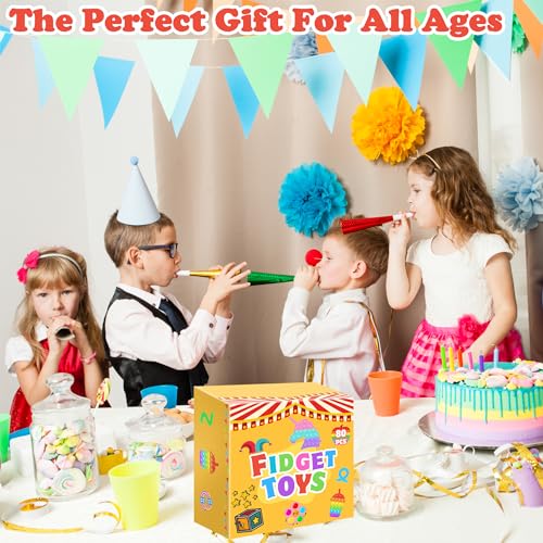 Chennyfun Stressabbau Spielzeug Set, 80Pcs Sensory Zappeln Anti Stress Spielzeug-Infinity Cube Sensorisches, Einhorn Fidget Toys Für Kinder Und Angst Mit Angstlust, Autismus Und ADHS