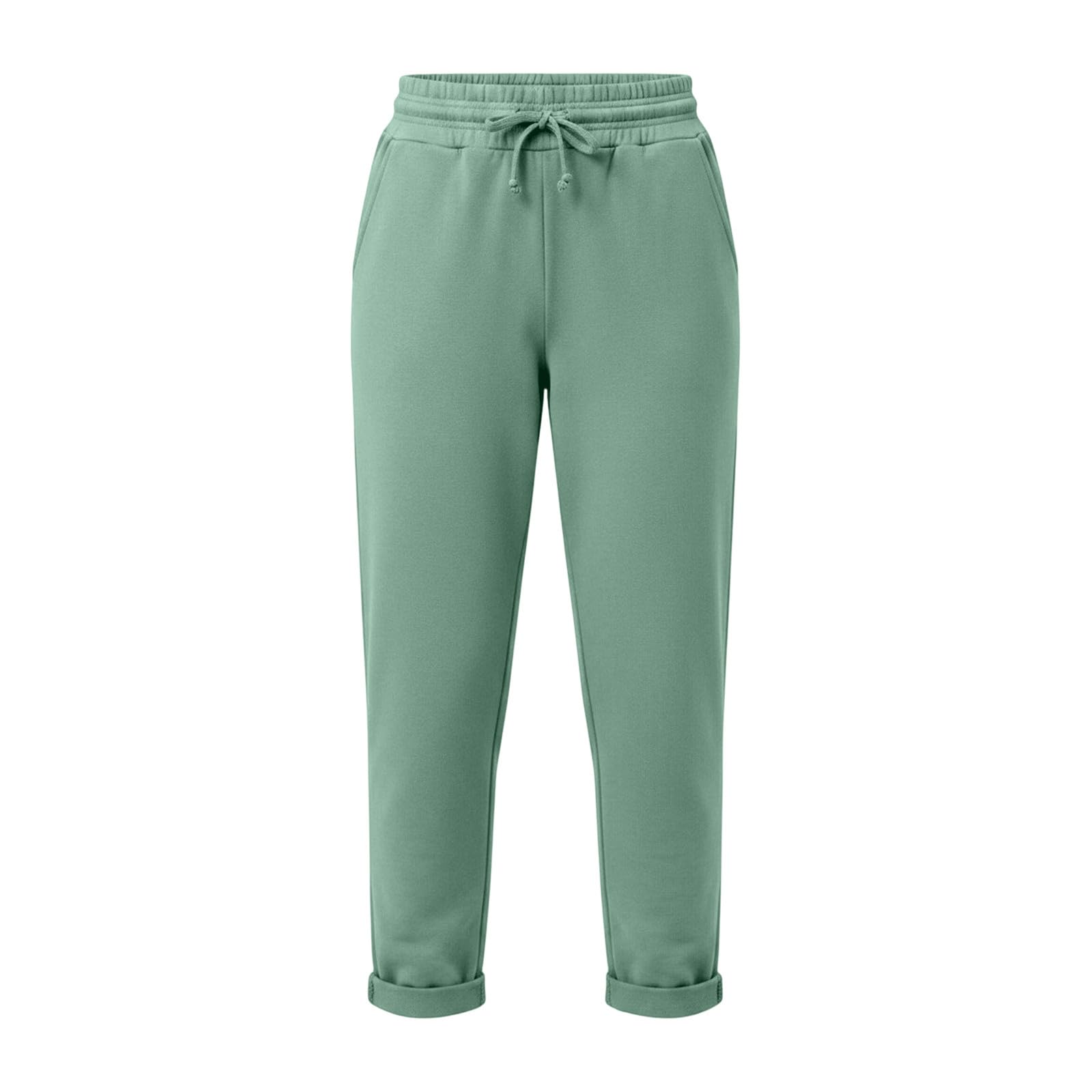 Pantalon 9/10 Femme Extensible Cordon Taille Élastique Poches Latérales