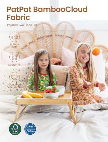 Image of PATPAT Toddler & Kids Pajama Sets with Bamboo Viscose, Snug Fit Pjs for Girls, All-Season Comfort Sleepwear, Ages 2-12 Years