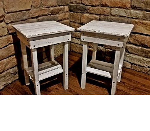 distressed off white end tables