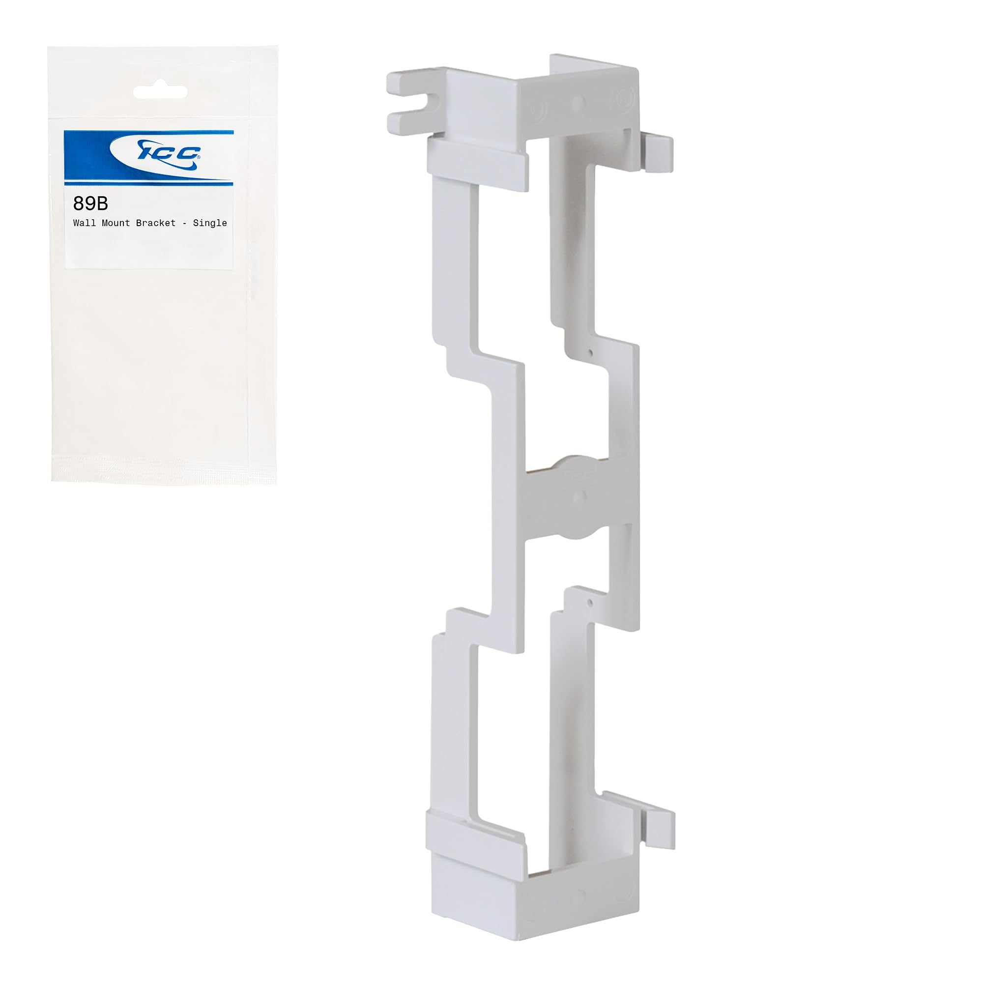 ICC 89B Wall Mount Bracket for 66 Wiring Block, UL 94V-2 Rated, Cable Management, TAA Compliant, 10″ H x 3.30″ W x 1.90″ D, White, Single Pack