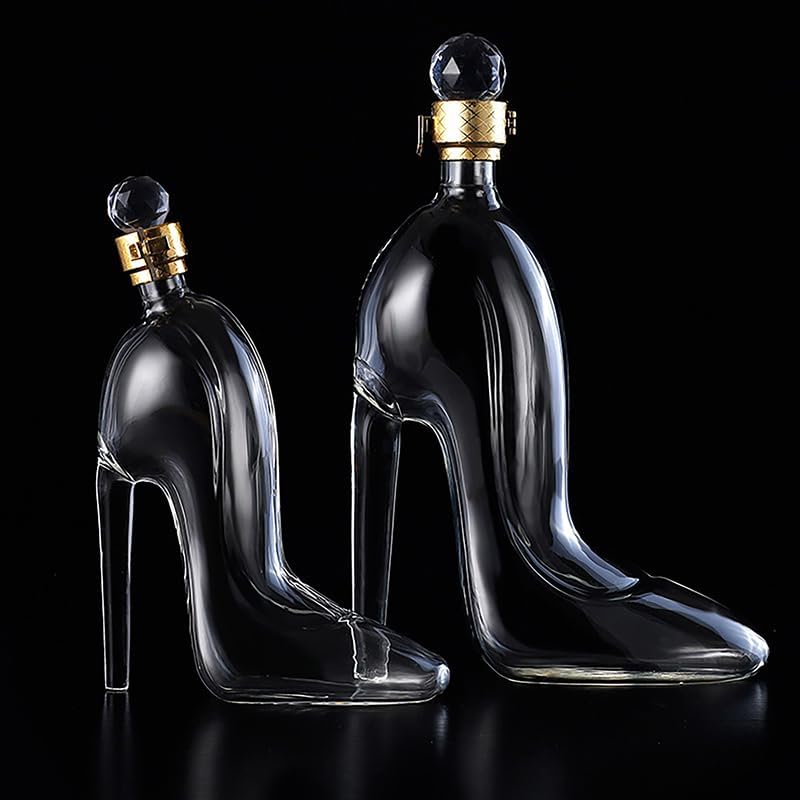 Miniatura 7 de 1PC de zapatos de tacón alto modelos vino tinto botella vacía, botella de vidrio engrosada decantador de whisky