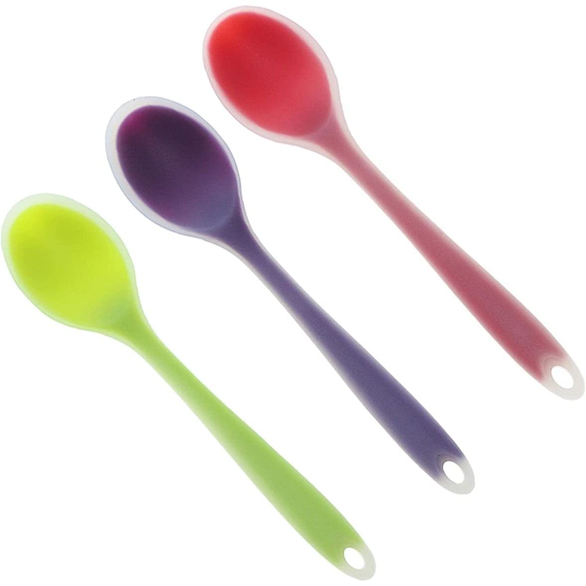 3pcs Semi-Transparent Silicone Spoon Soup Spoon Coffee Milk Teaspoon.